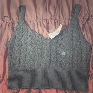Gray Sweater Crop Tank Top